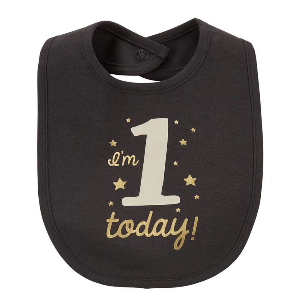 Carter’s Baby Boy One Size I'm 1 Today Birthday Bib Snap 100% Cotton Lined
